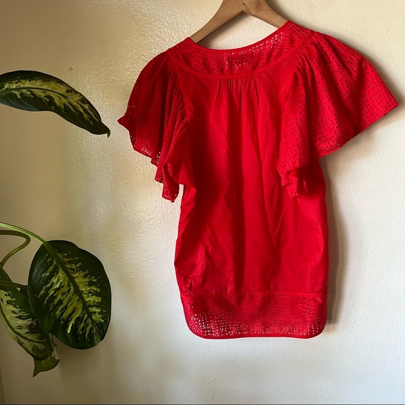 Anthropologie | Eyelet Flutter Sleeve Top - Picture 5 of 6